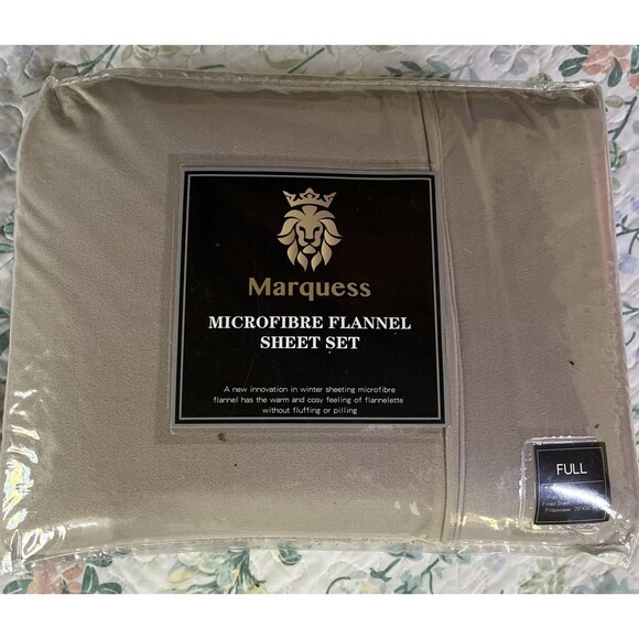 Marquess Microfiber Flannel Sheet Set Size Full Tan Brown New In Package - Picture 1 of 6